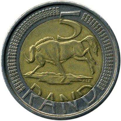 South Africa | 5 Rand Coin | Animals | Wildebeest | Gnu | Km:492 | 2006