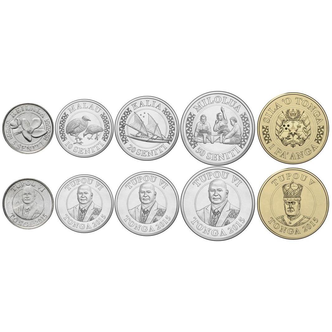 Tonga | Set di 5 monete | 5 10 20 50 Seniti 1 Pa'Anga | 2015