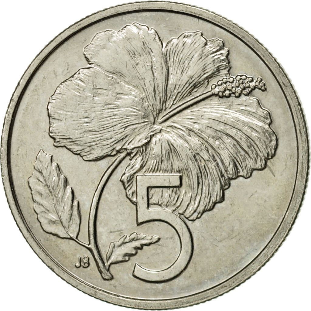 Cook Islands | 5 Cents Coin | Elizabeth II | Hibiscus | KM:33 | 1987 - 1994