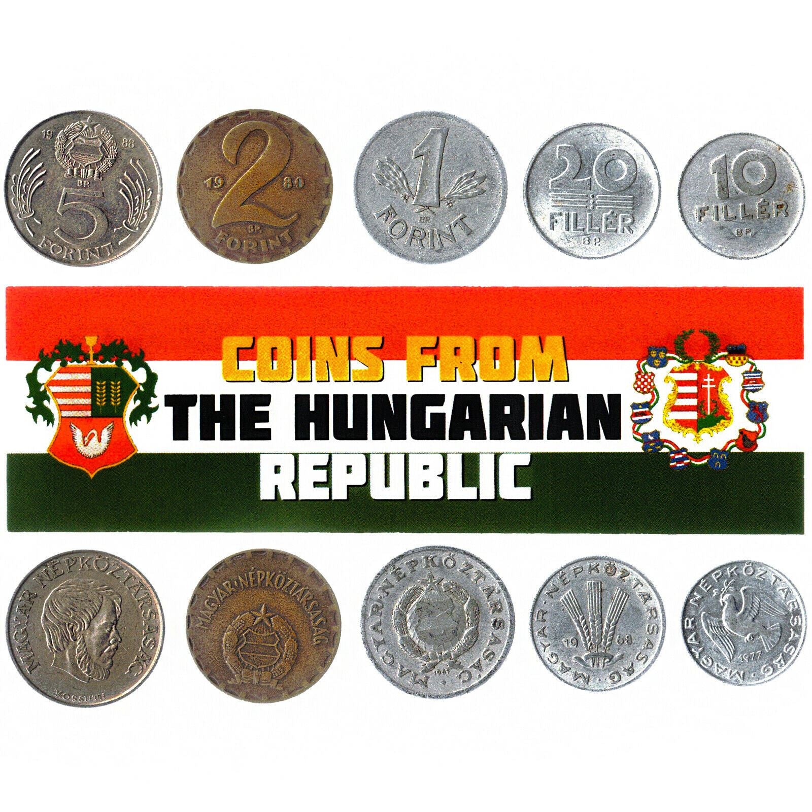 5 Mixed Coins From Hungary | Filler - Forint | 1946 - 2023