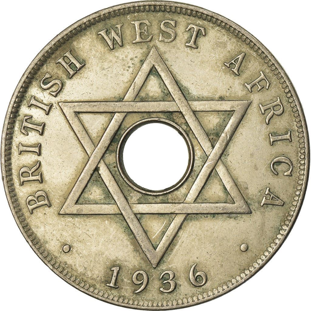 British West Africa | 1 Penny Coin | Crown | Hexagram | Edward VIII | Km:16 | 1936