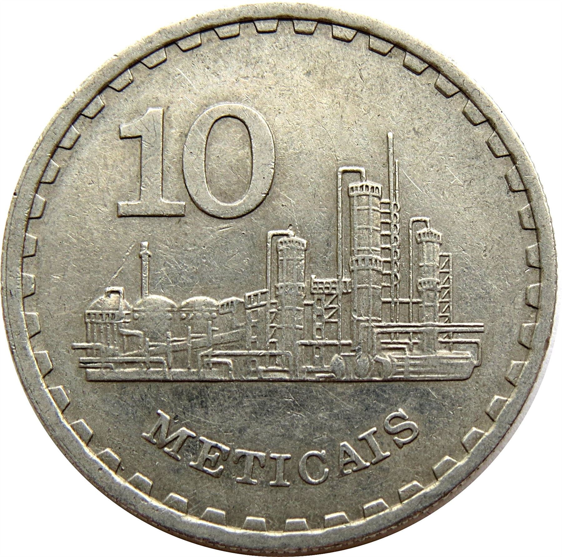 Mozambique | 10 Meticais Coin | Industrial Skyline | Km:102 | 1980