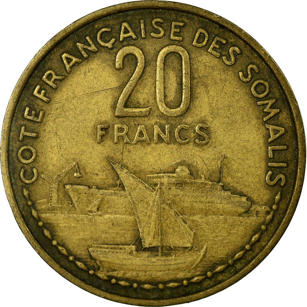 French Somaliland | 20 Francs Coin | Marianne | Dhow | Ocean Liner | Km:7 | 1952