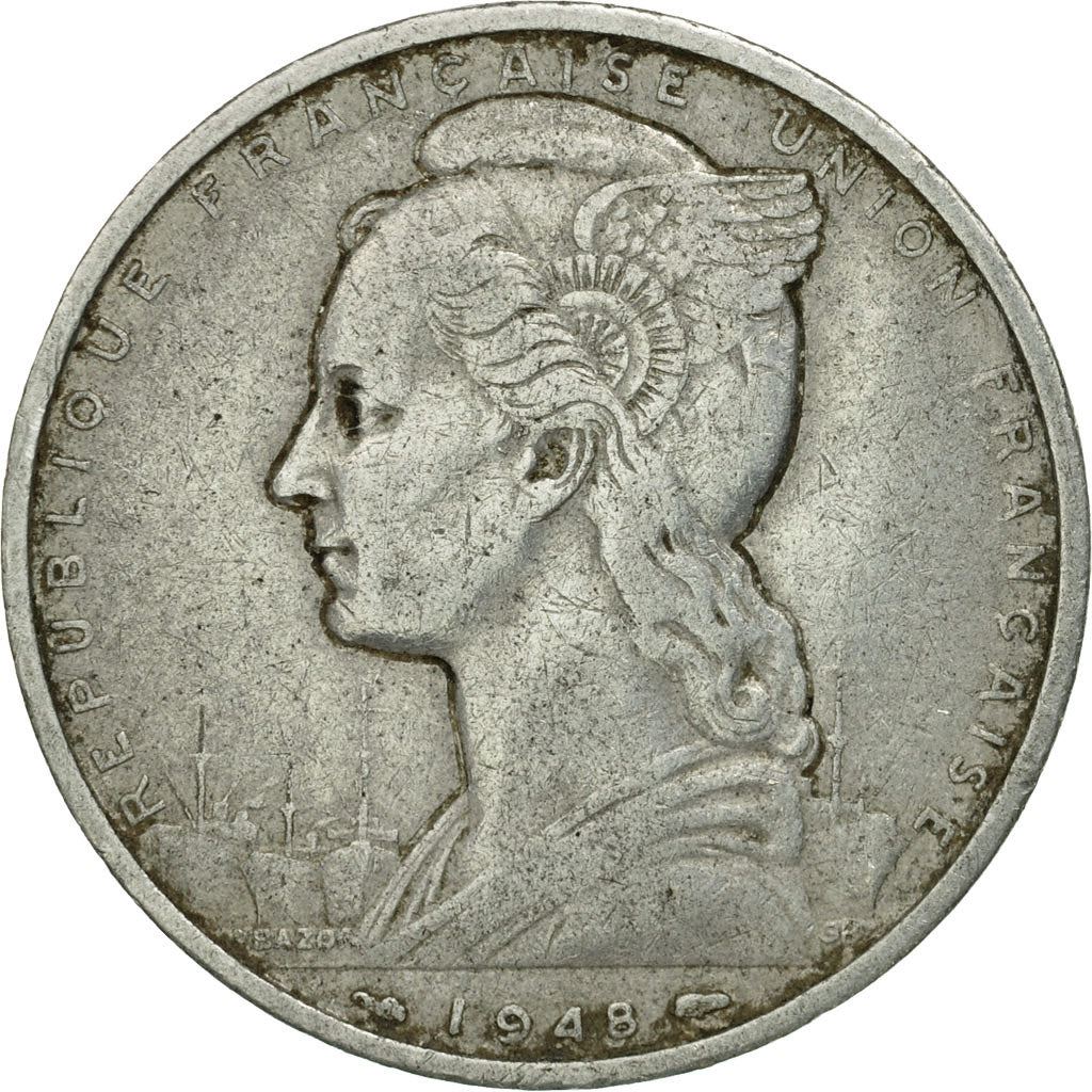 French Somaliland | 5 Francs Coin | Marianne | Waterbuck | Km:6 | 1948