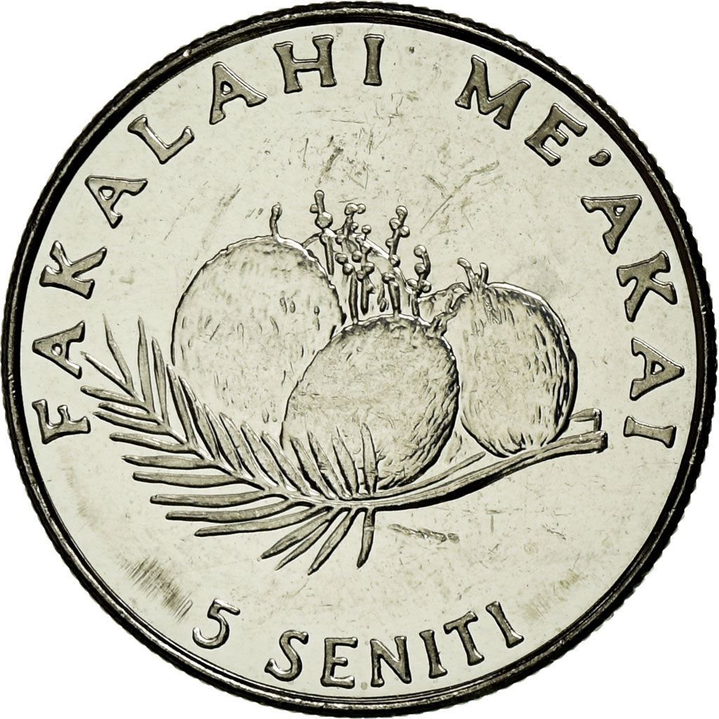 Tonga | Moneta da 5 Seniti | Gallo | Pollo | Cocco | FAO | Km:68A | 2002 - 2005