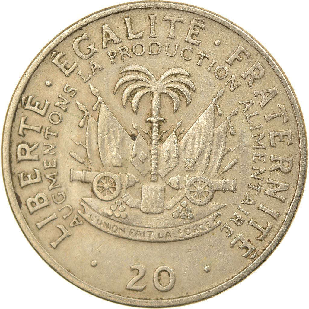 Haiti | 20 Centimes Coin | Jean-Claude Duvalier | Cannon | Km:100 | 1972 - 1983