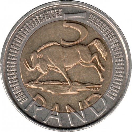 South Africa | 5 Rand Coin | Animals | Wildebeest | Gnu | Uc:4 | 2013