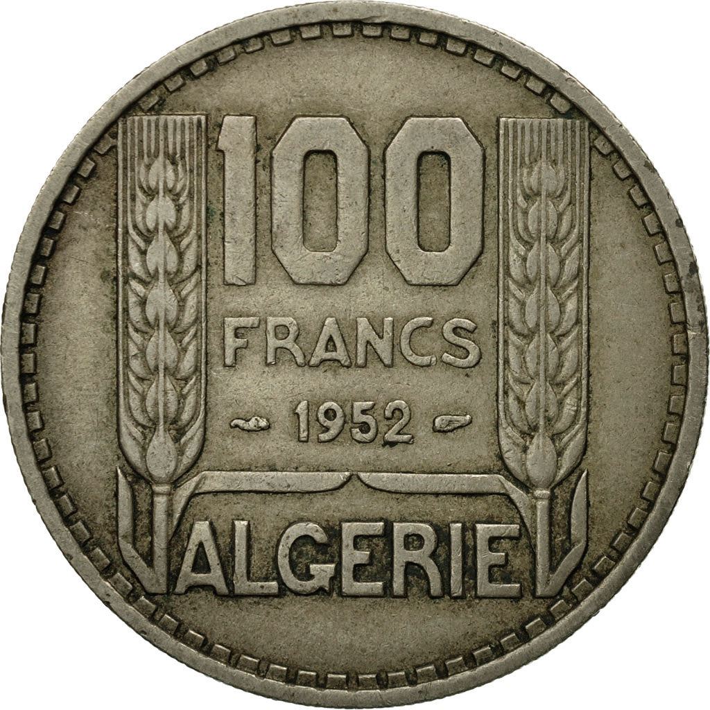 Algeria 100 Francs Coin | Marianne | Phrygian Cap | KM93 | 1950 - 1952