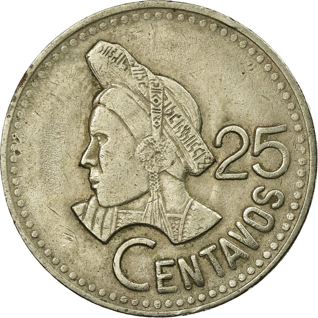 Guatemala | Pièce de 25 centavos | Buste indigène | Km:278 | 1977 - 2000