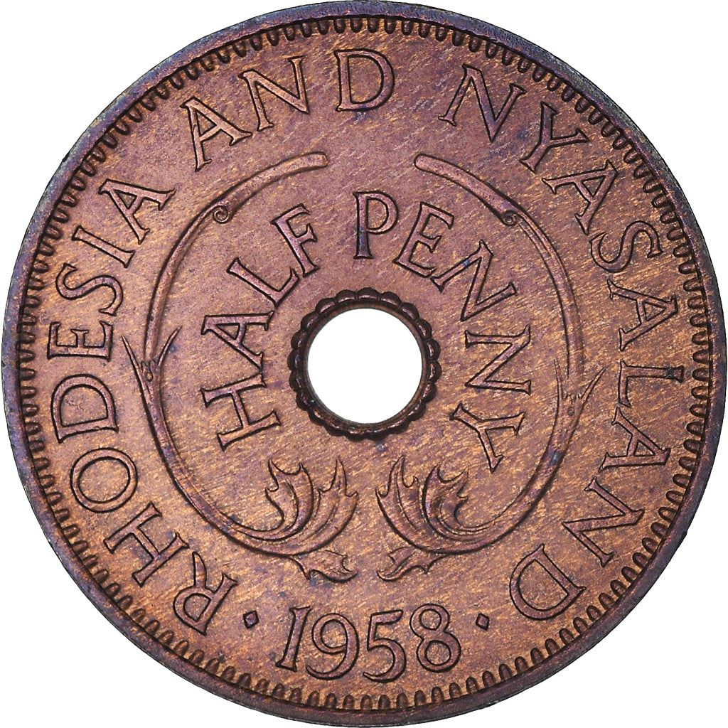 Rhodesia and Nyasaland | 1/2 Penny Coin | Giraffes | Km:1 | 1955 - 1964