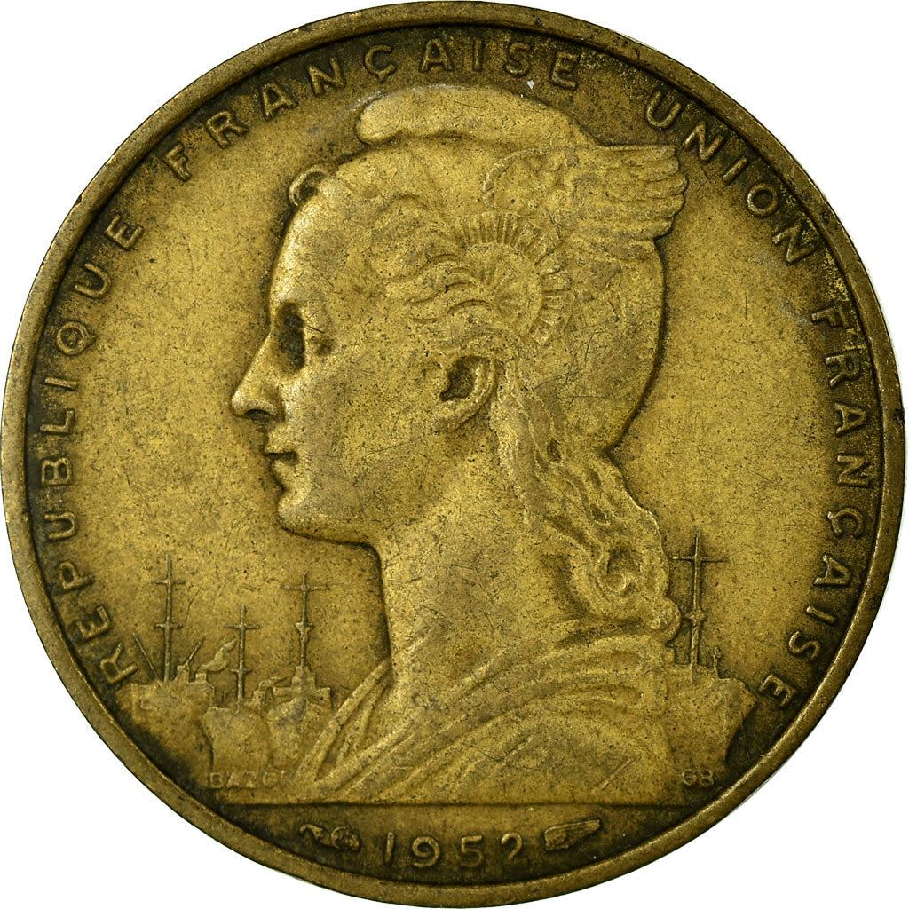 French Somaliland | 20 Francs Coin | Marianne | Dhow | Ocean Liner | Km:7 | 1952