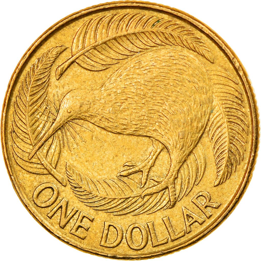New Zealand | 1 Dollar Coin | Elizabeth II | Kiwi Bird | Ferns | Km:78 | 1990 - 1998