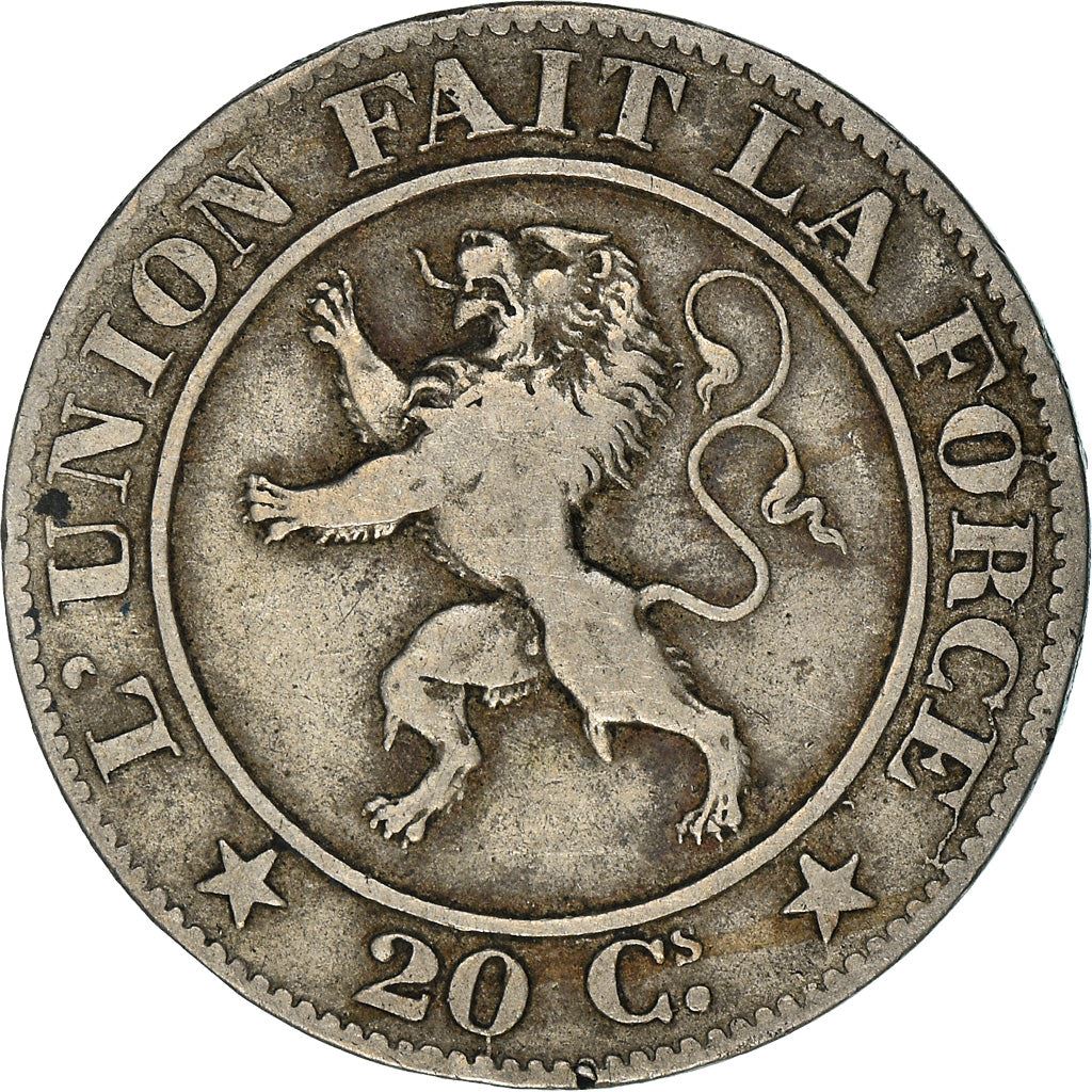 Belgian | 20 Centimes Coin | Leopold I | Lion | Star | KM20 | 1860 - 1861