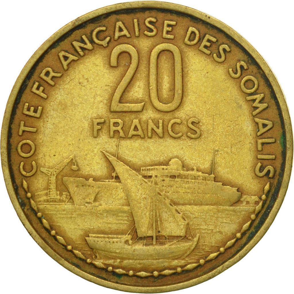 French Somaliland | 20 Francs Coin | Marianne | Dhow | Ocean Liner | Km:12 | 1965