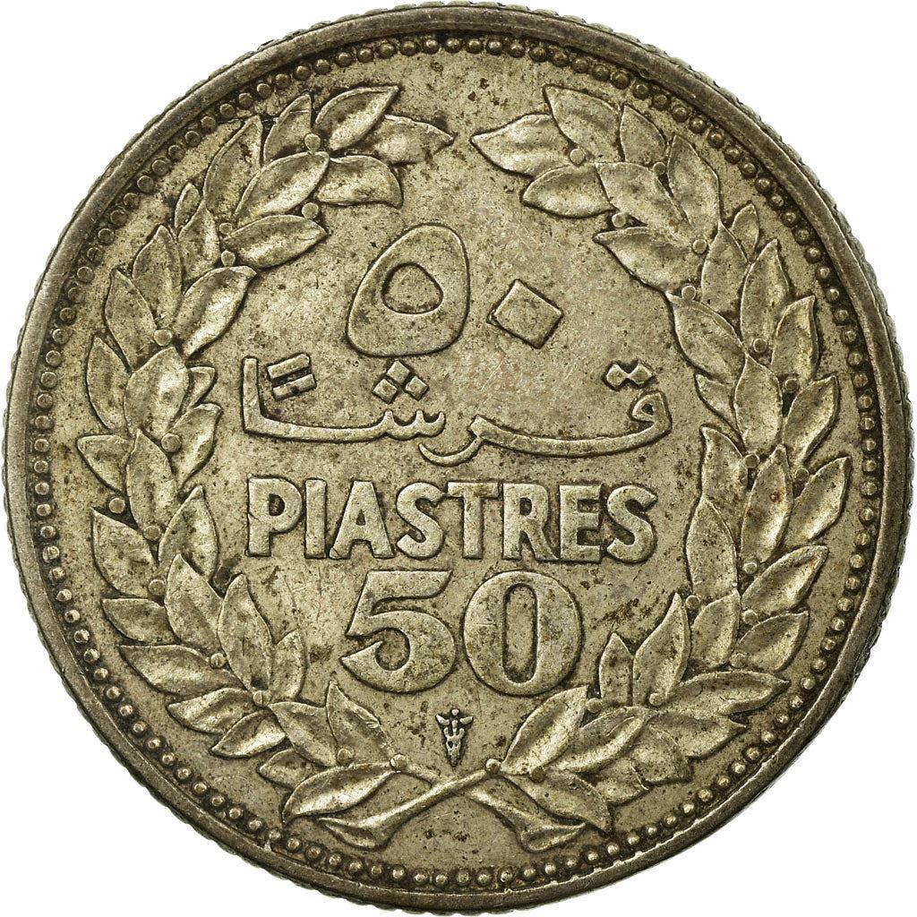 Lebanon | 50 Qirsha / Piastres Coin | Cedar tree | Km:17 | 1952