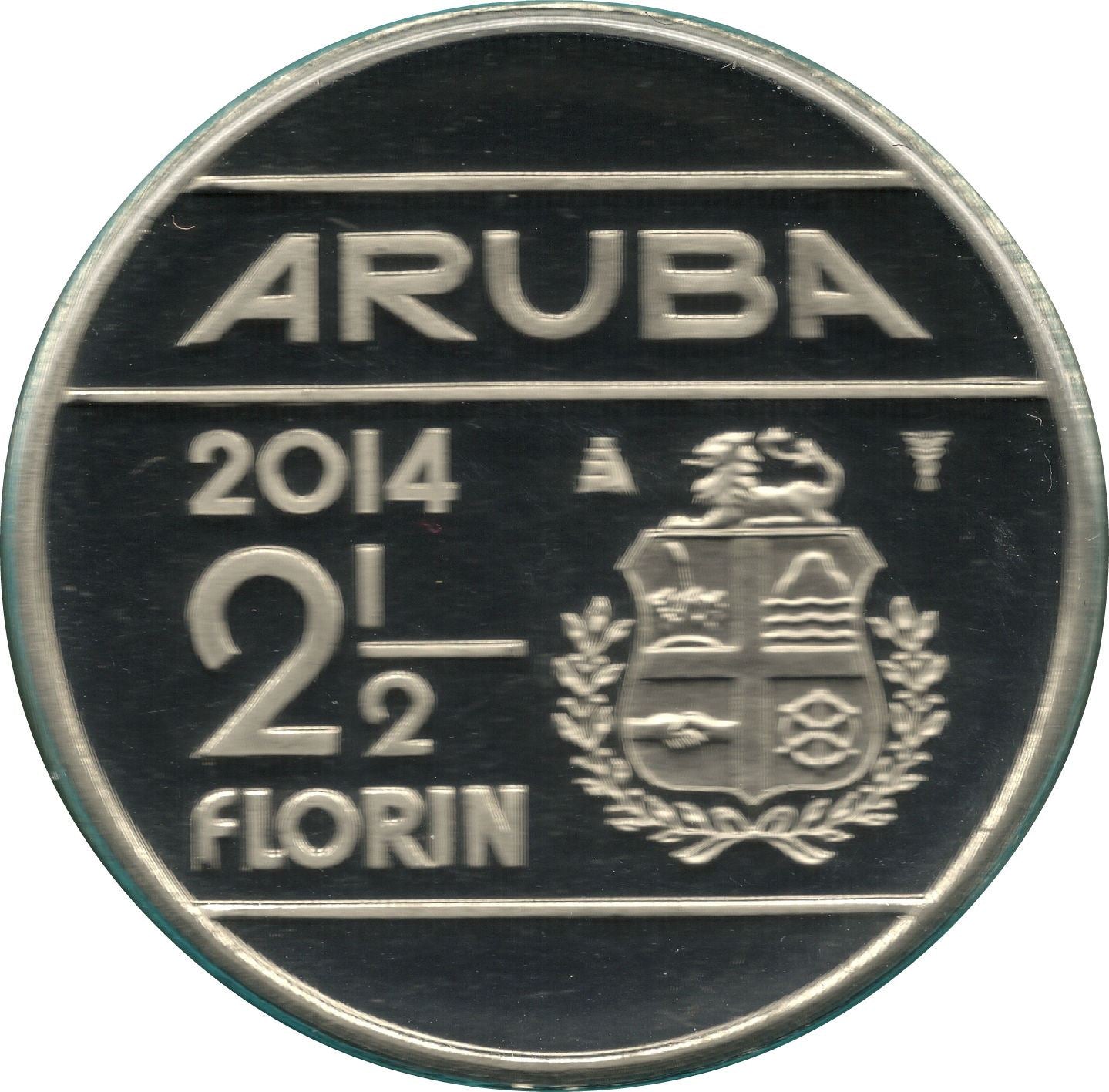 Aruba 2.5 Florin Coin | King Willem Alexander | KM57 | 2014 - 2016