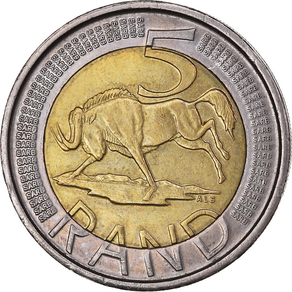 South Africa | 5 Rand Coin | Animals | Wildebeest | Gnu | Km:346 | 2007