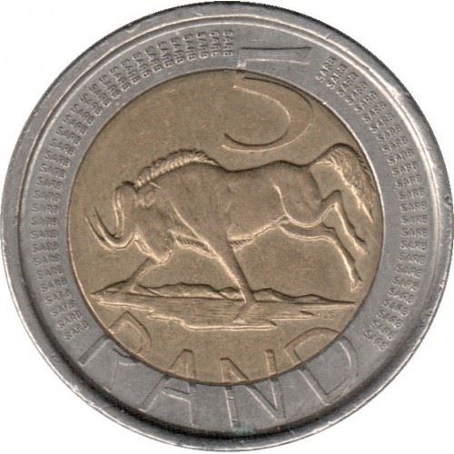 South Africa | 5 Rand Coin | Animals | Wildebeest | Gnu | Km:281 | 2004 - 2016