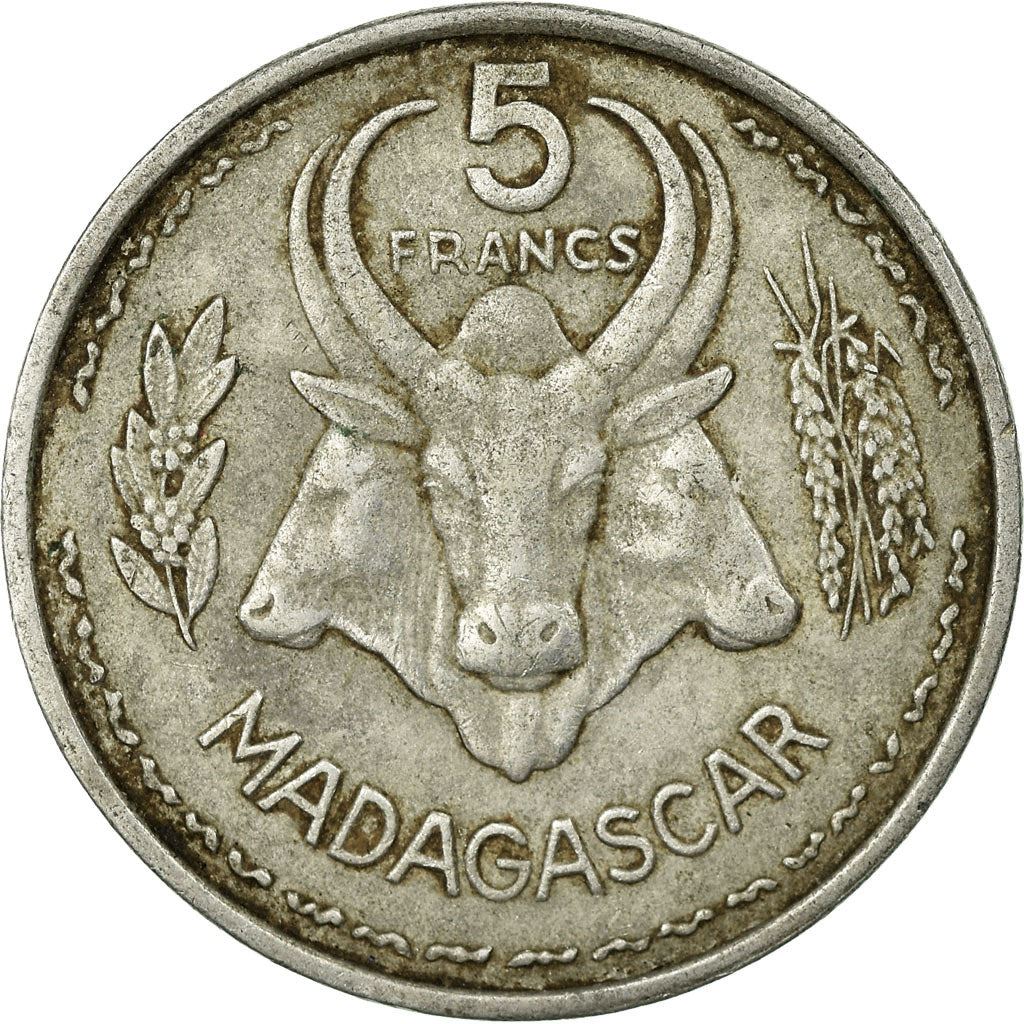 Madagascar | 5 Francs Coin | Marianne | Zebu | Km:5 | 1953