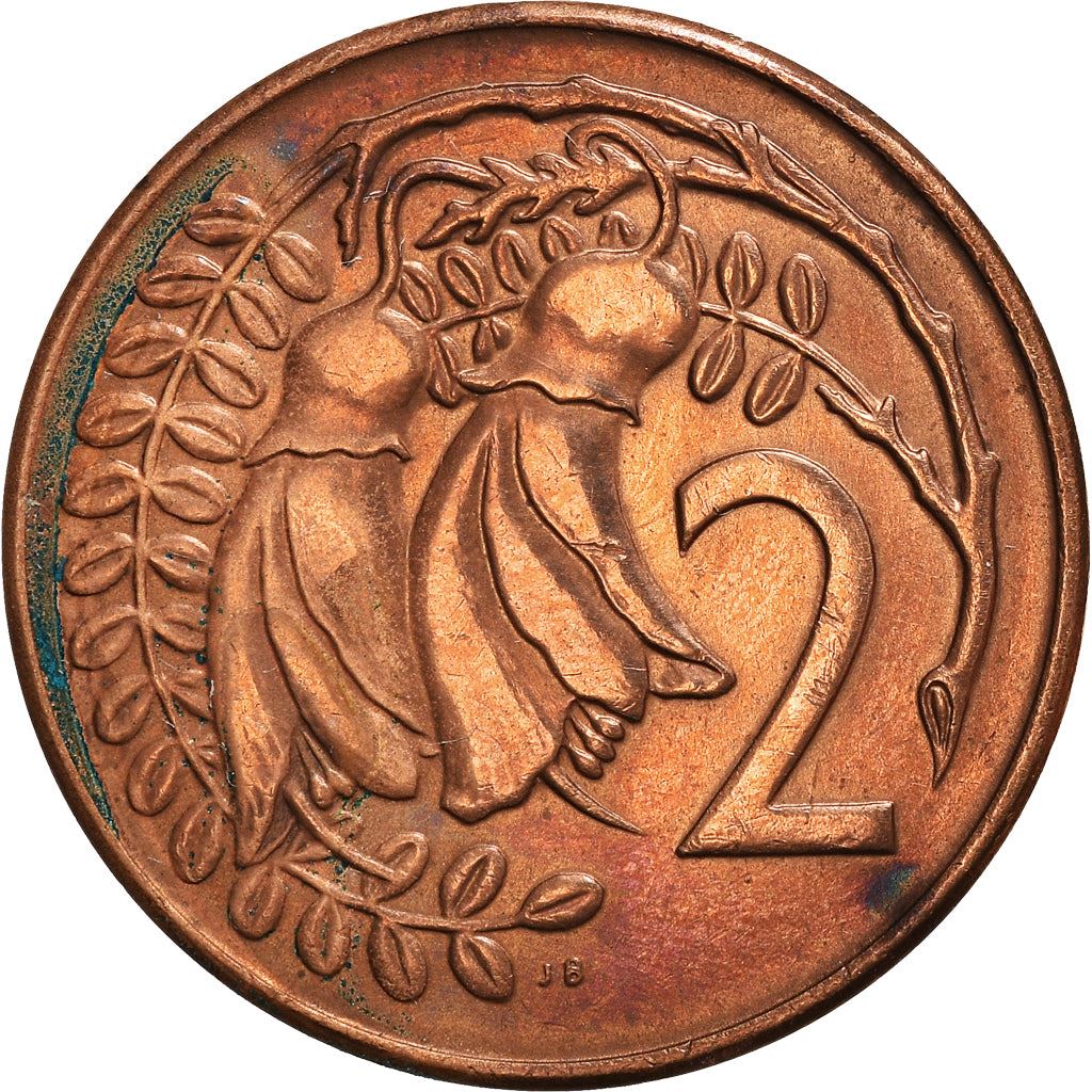 ニュージーランド 2セント硬貨 | エリザベス2世女王 | コワイの花 | KM32 | 1967 - 1985