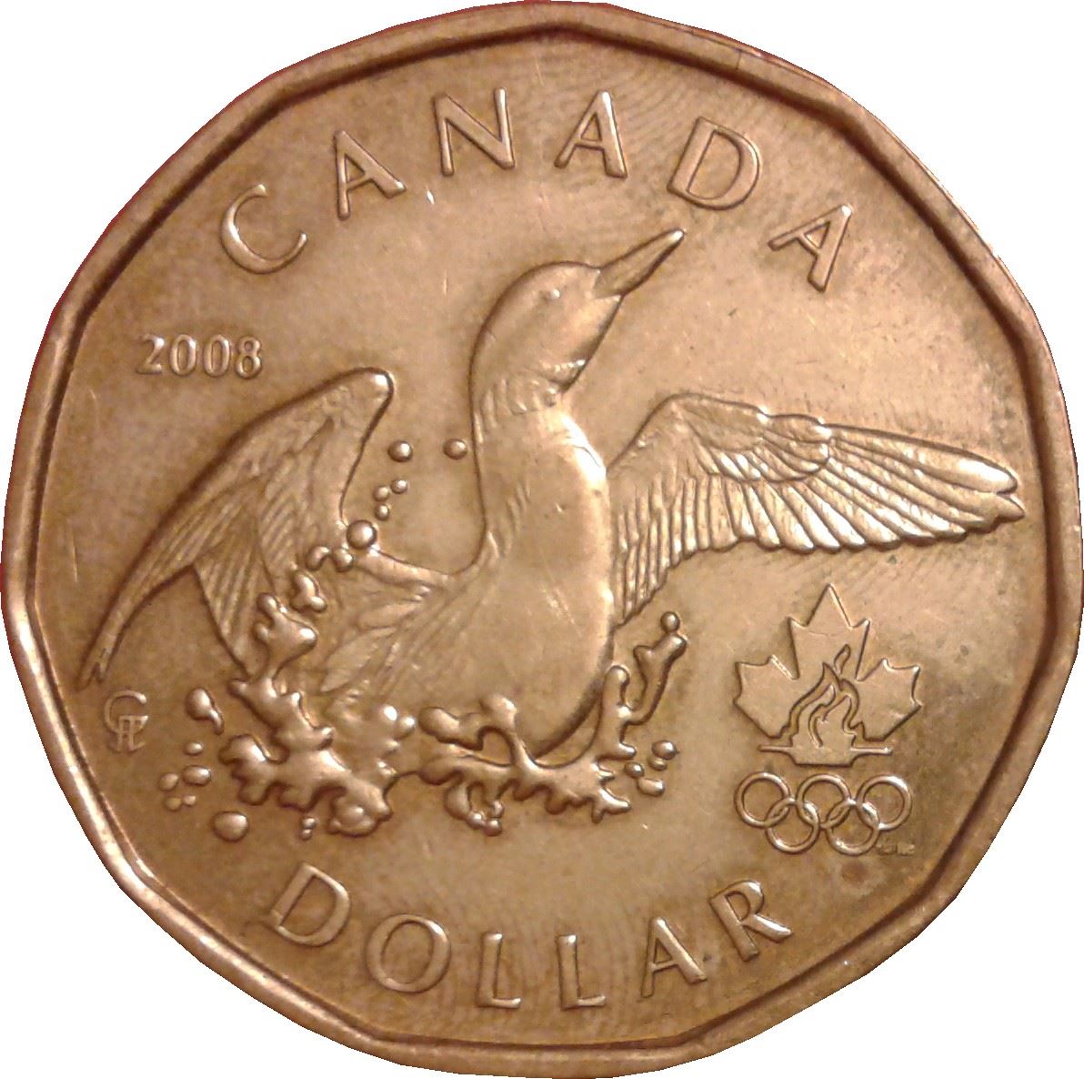 Canada | 1 Dollar Coin | Bronze plated nickel | Loon | KM:787 | 2008