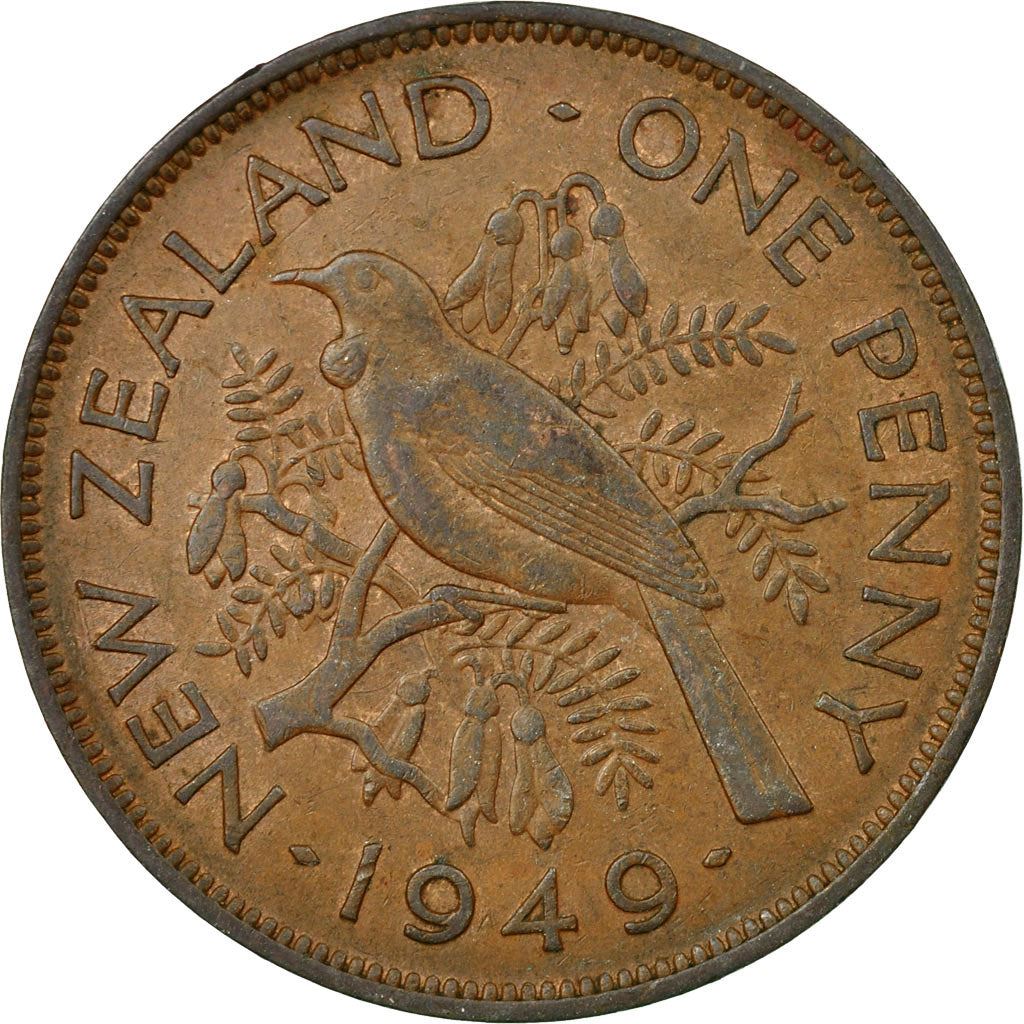 New Zealander 1 Penny Coin | King George VI | Tui Bird | KM21 | 1949 - 1952