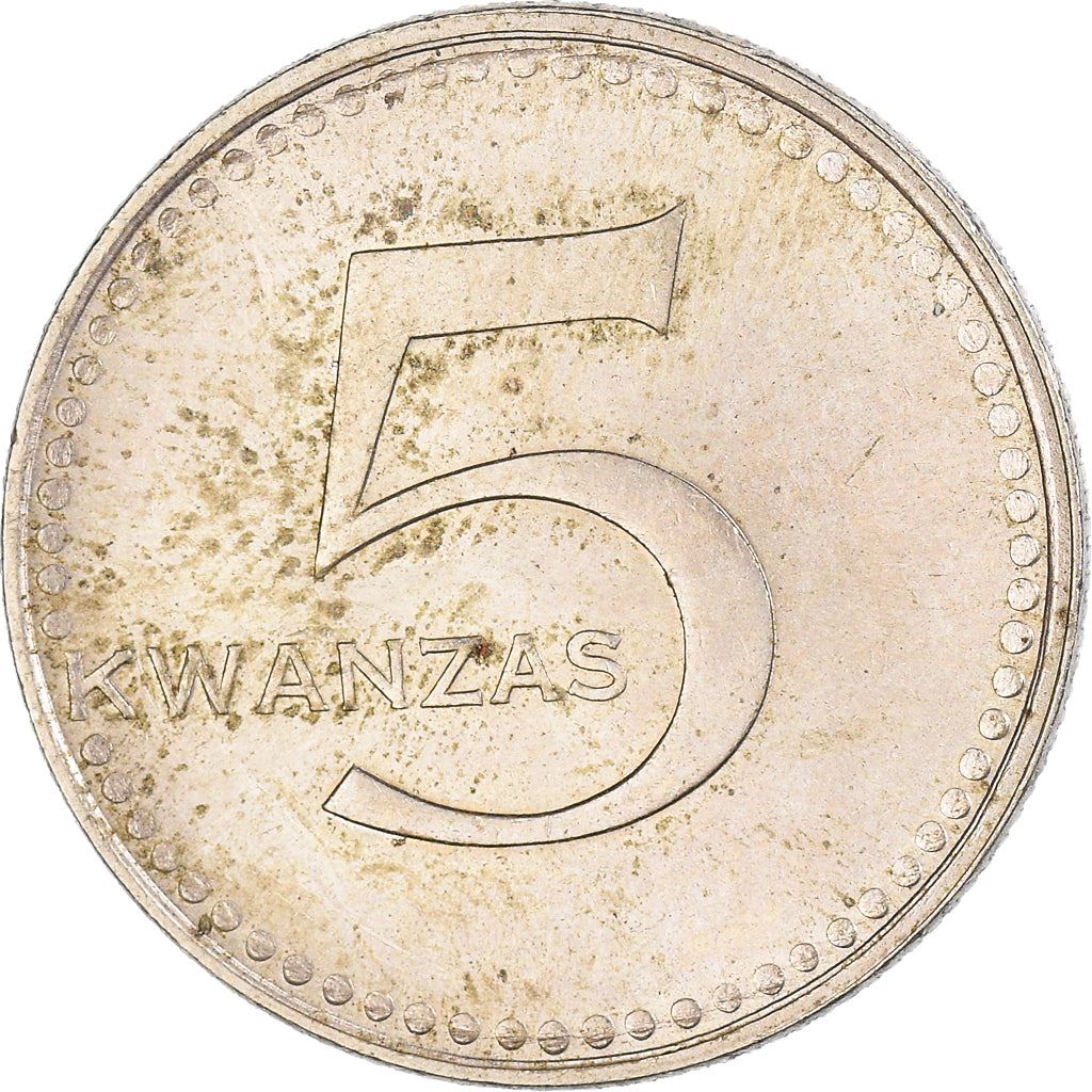 Angola | 5 Kwanzas Coin | Gear | Wreath | Km:85 | 1977