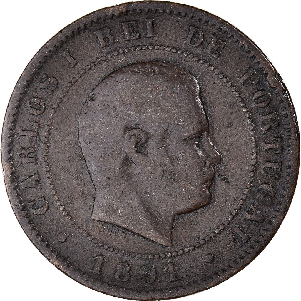 Portugal 10 Reis Coin | King Carlos I | KM532 | 1891 - 1892