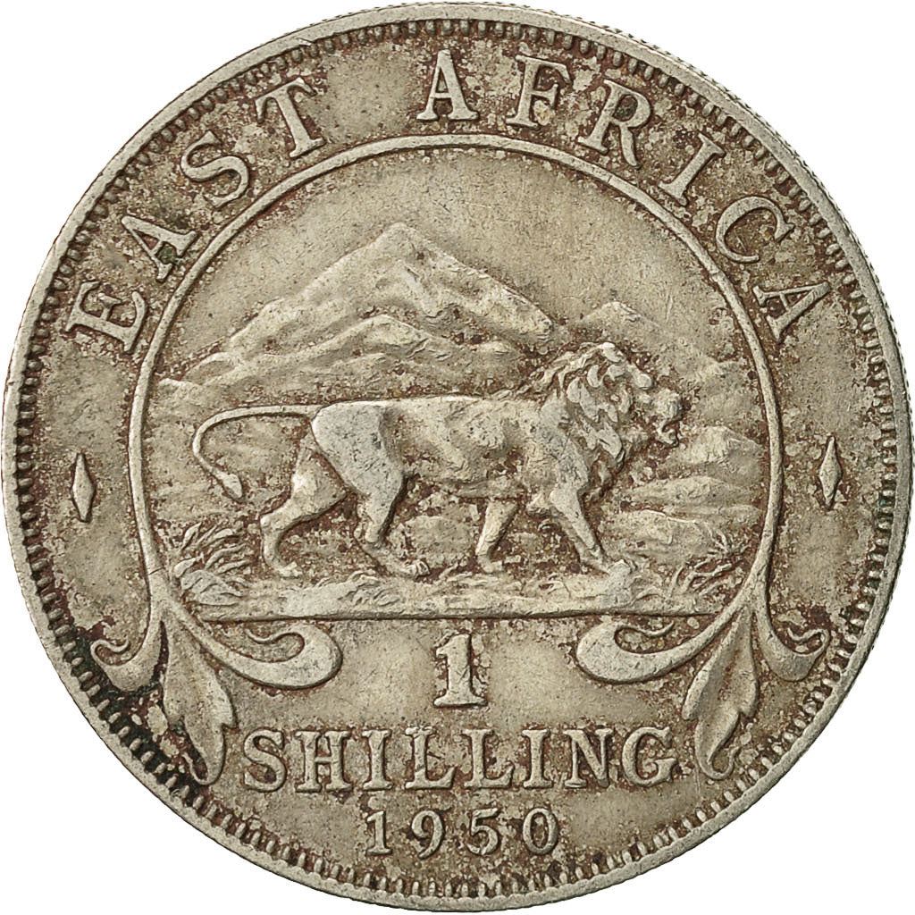 East Africa | 1 Shilling Coin | George VI | Lion | Mountains | Km:31 | 1948 - 1952
