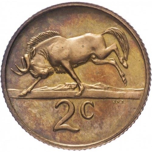 عملة سنتان جنوب أفريقيا | نقش الأفريكانية - SUID-AFRIKA | KM75.2 | 1968