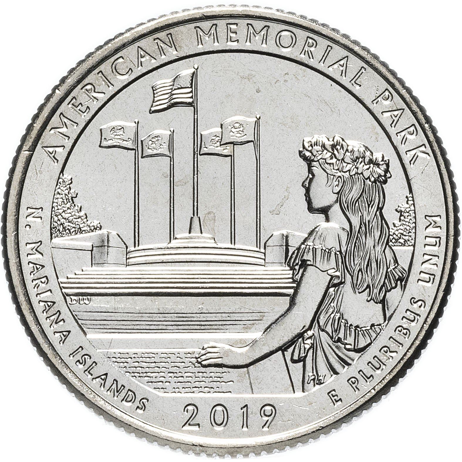 United States | ¼ Dollar Coin | Copper-nickel clad copper | American Memorial Park, Northern Mariana Islands | KM:695 | 2019