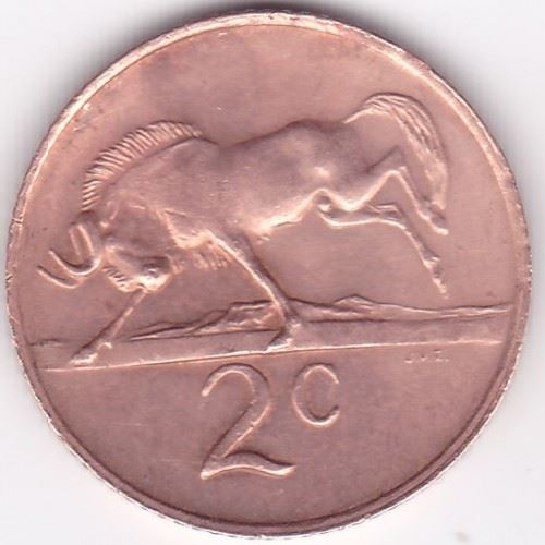 South Africa 2 Cents Coin | English Legend - SOUTH AFRICA | KM75.1 | 1968