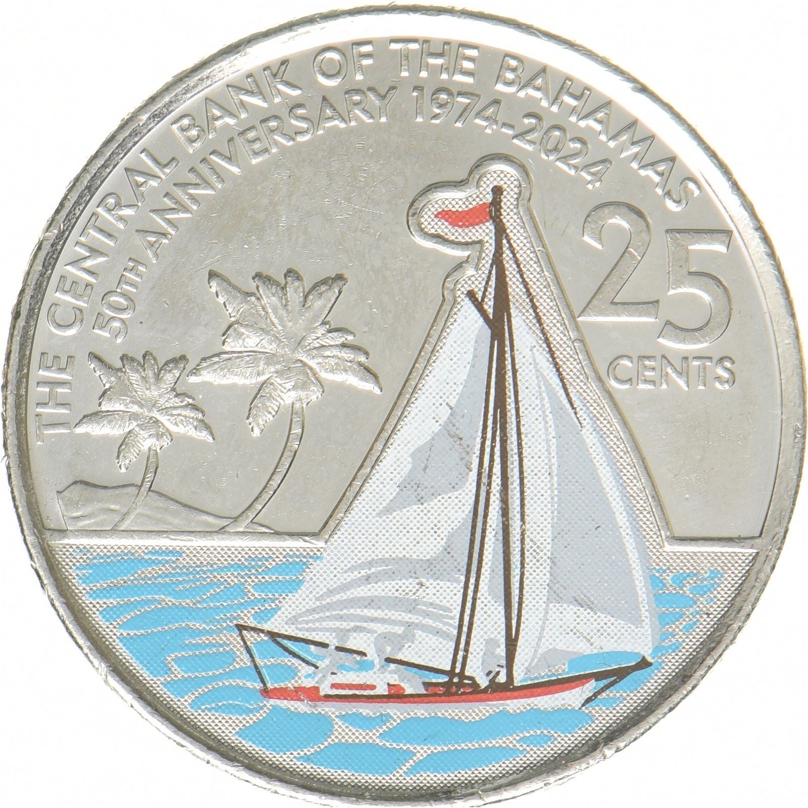 バハマ | 25セント硬貨 | 中央銀行 | ニッケルめっき鋼 | KM:251 | 2024