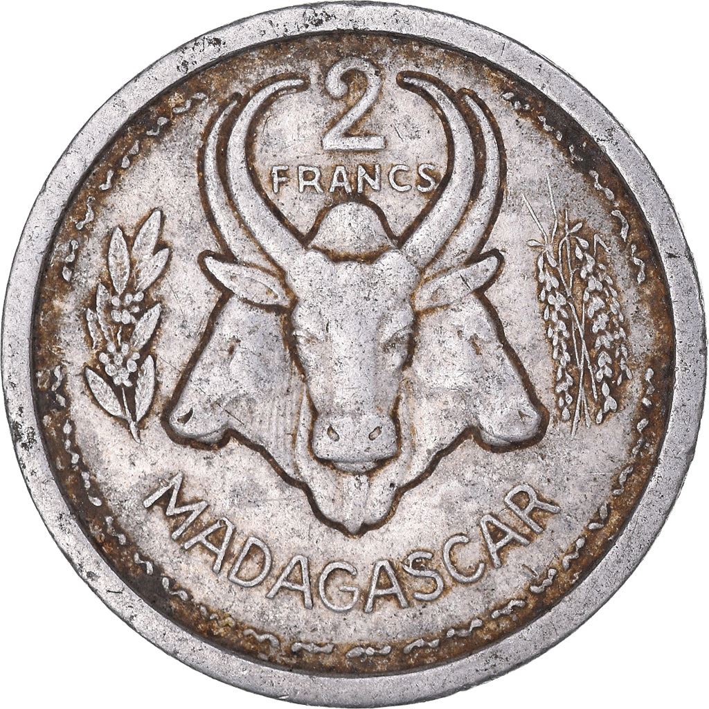 Madagascar | 2 Francs Coin | Marianne | Zebu | Km:4 | 1948