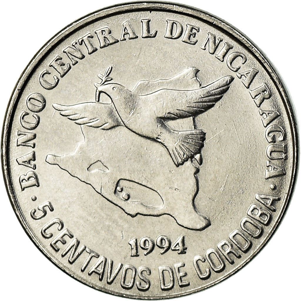Nicaragua Coin Nicaraguan 5 Centavos Coin | Peace Dove | KM80 | 1994