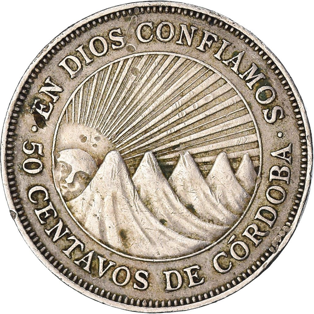Nicaragua | 25 Centavos Coin | Explorer | Sun | Volcanos | Km:18.1 | 1939 - 1956