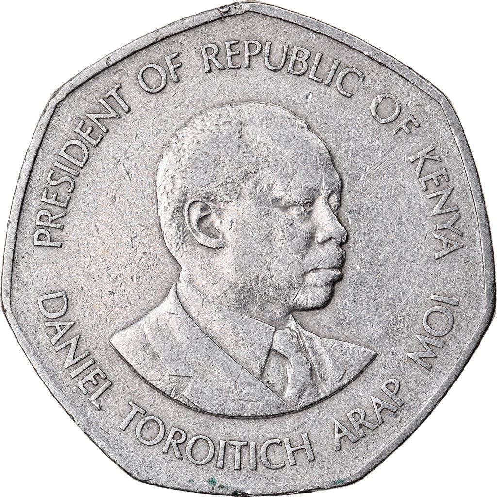 Kenya 5 Shilling | Skjold | Øks | Løve | Fugl | Spyd Mynt | KM23 | 1985