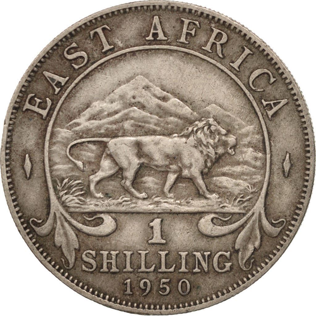 East Africa | 1 Shilling Coin | George VI | Lion | Mountains | Km:31 | 1948 - 1952