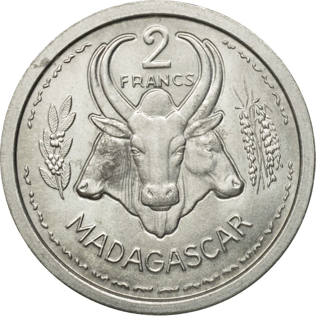 Madagascar | 2 Francs Coin | Marianne | Zebu | Km:4 | 1948