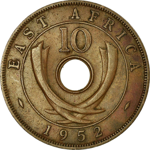 アンティーク 東アフリカ 1952 10セント 東アフリカ | 10セント硬貨 | クラウン | 牙 | Km:34 | 1949 - 1952