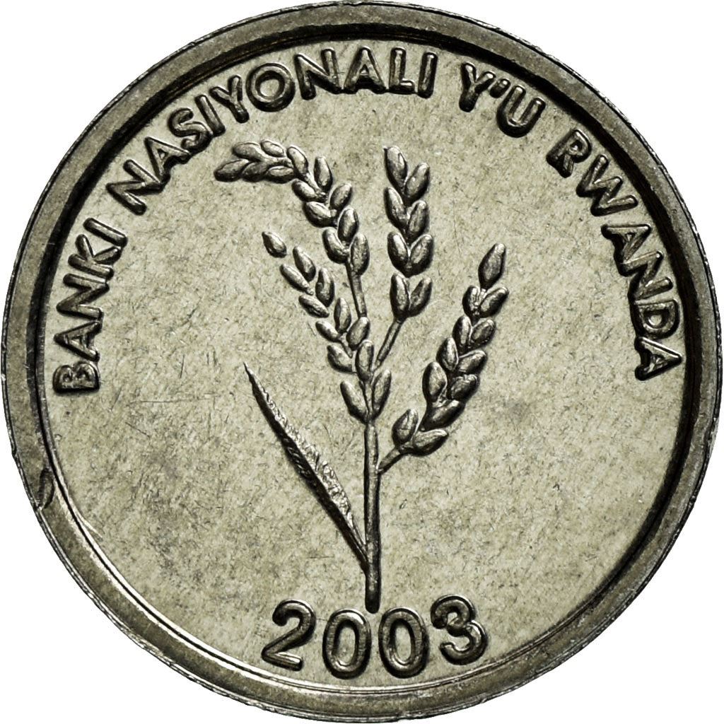 Rwanda | 1 Ifaranga Coin | Rice Plant | Km:22 | 2003