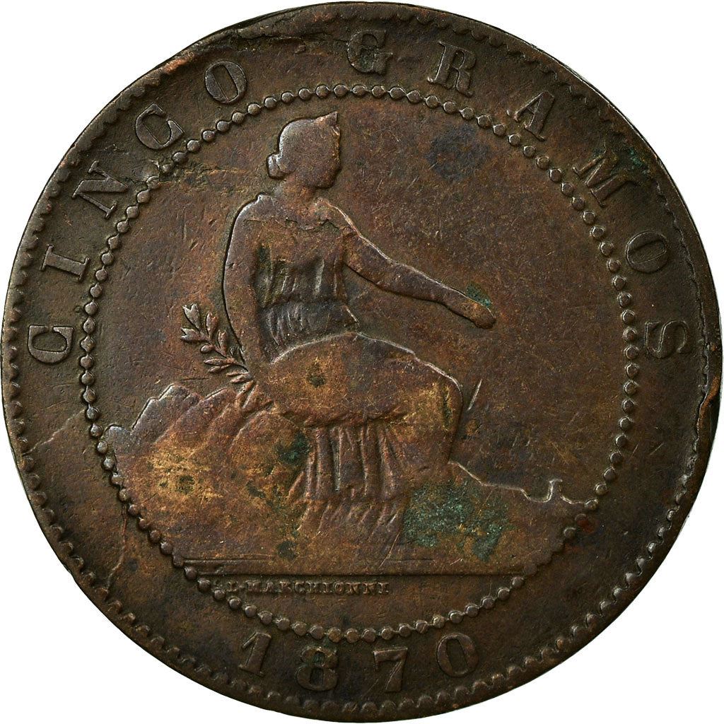 Spain 5 Centimos Coin | Provisional Government | KM662 | 1870