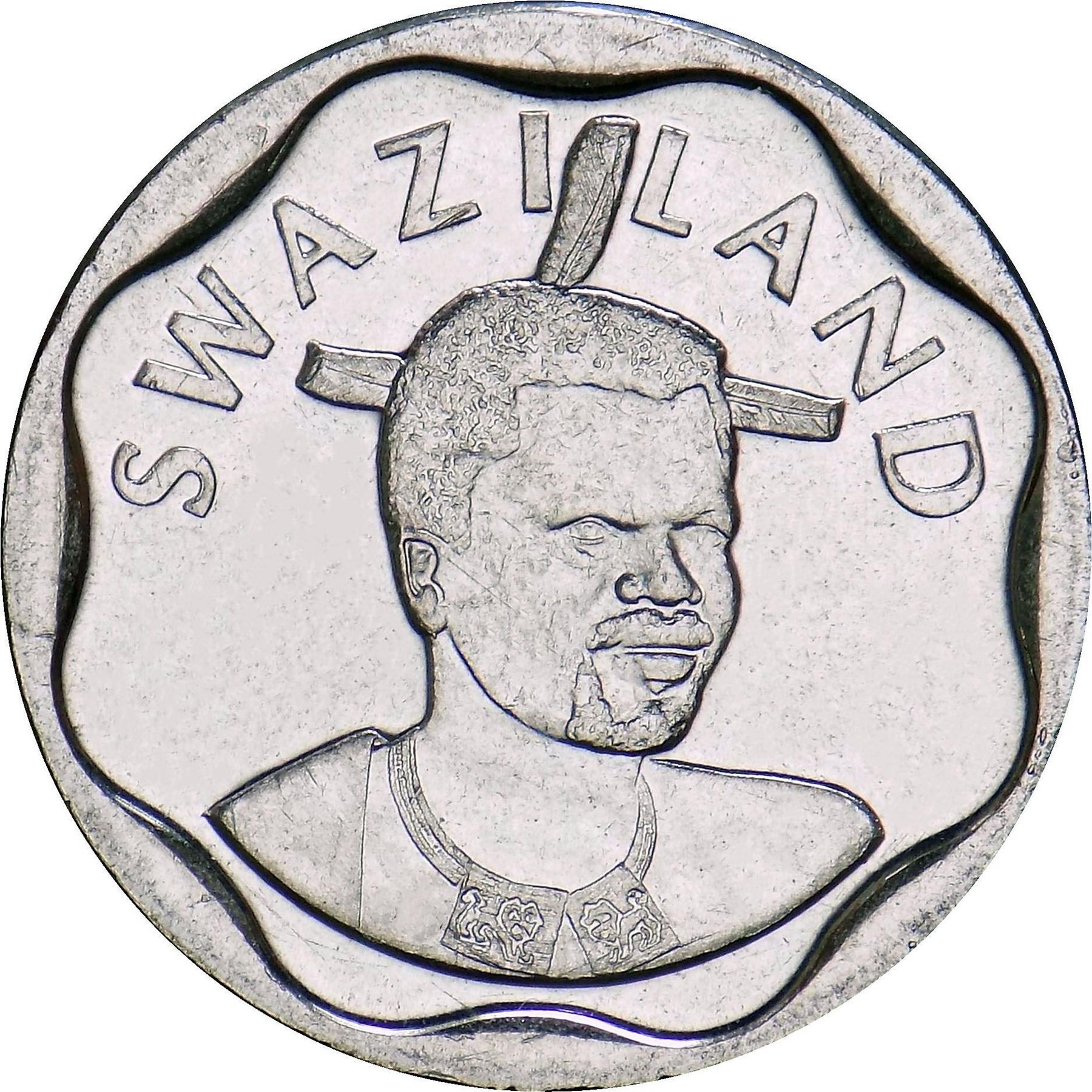 Kingdom of Swaziland | 10 Cents Coin | King Mswati III | Sugar Canes | KM:63 | 2015