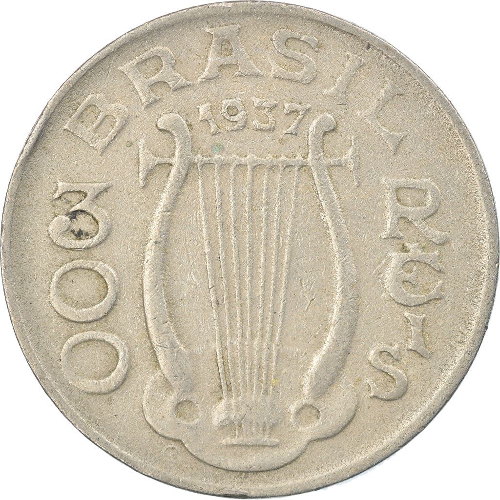Brazil | 300 Reis Coin | Harp | Km:538 | 1936 - 1938