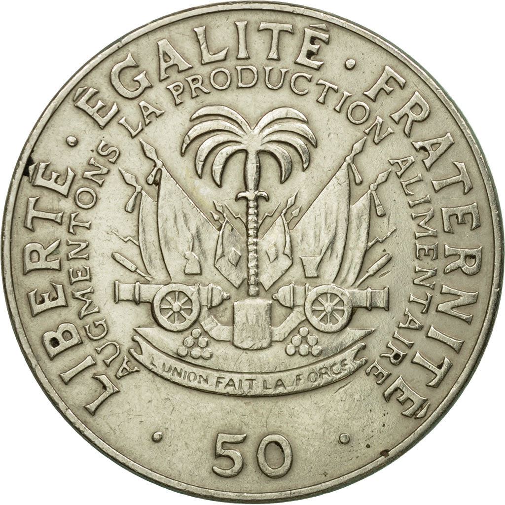 Haiti | 50 Centimes Coin | Jean-Claude Duvalier | Cannon | Km:101A | 1975 - 1985