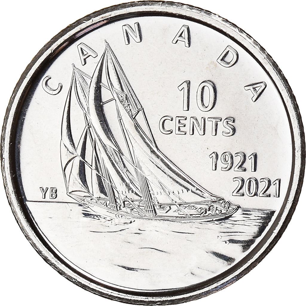 Canadá | Moneda de 10 centavos | Bluenose | Acero niquelado | KM:3083 | 2021