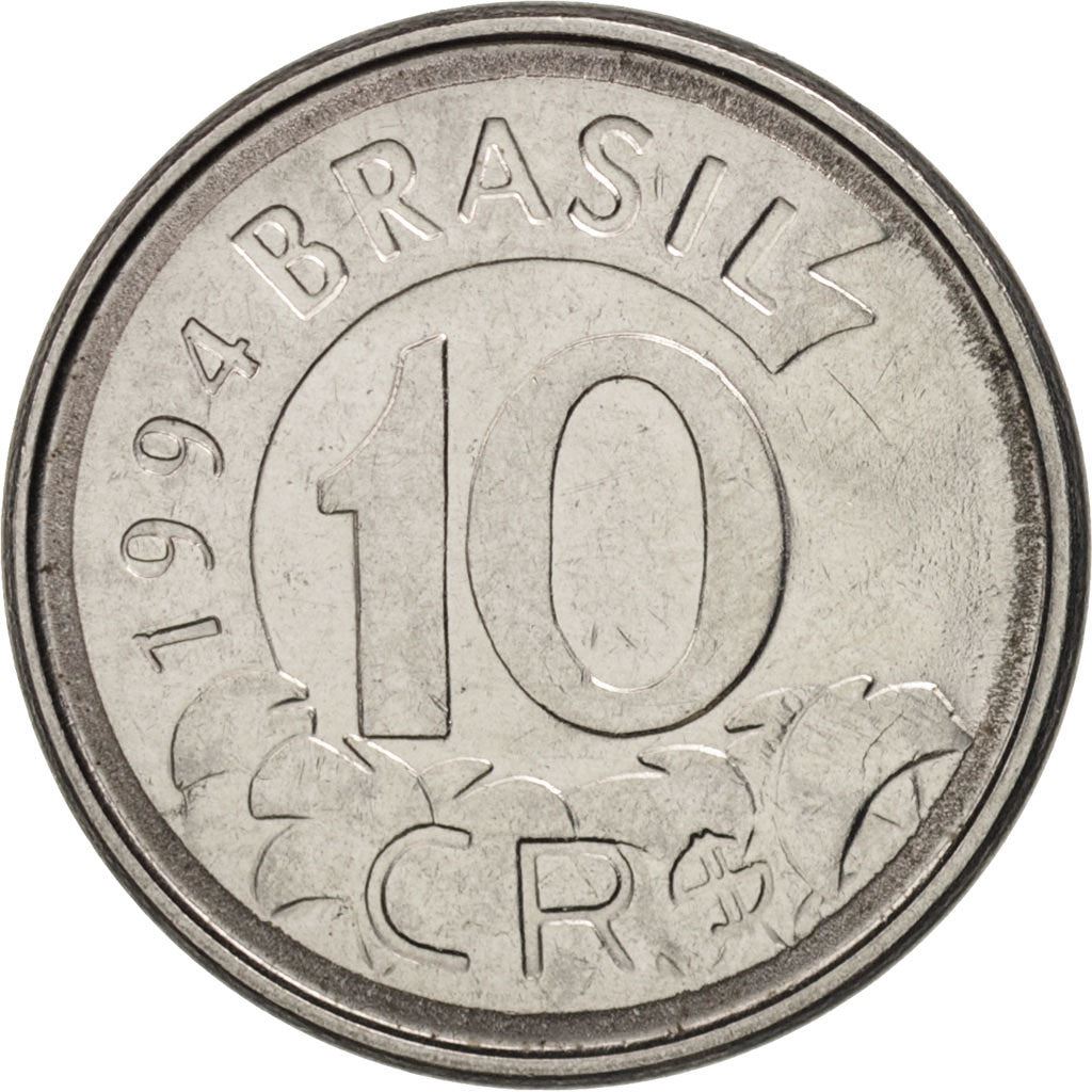 Brazil 10 Cruzeiros Reais Coin KM628 1993 - 1994