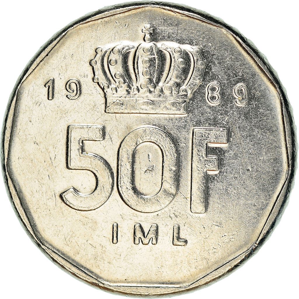 Luxembourg | 50 Francs Coin | Nickel | Monarch | Crown | KM:62 | 1987-1989