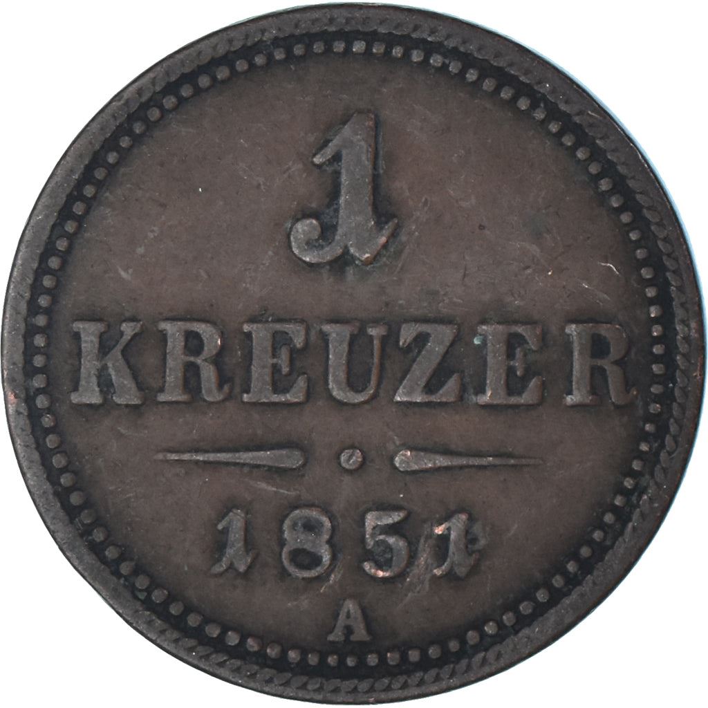 Austrian Empire | 1 Kreuzer Coin | Imperial Eagle | Km:2185 | 1851