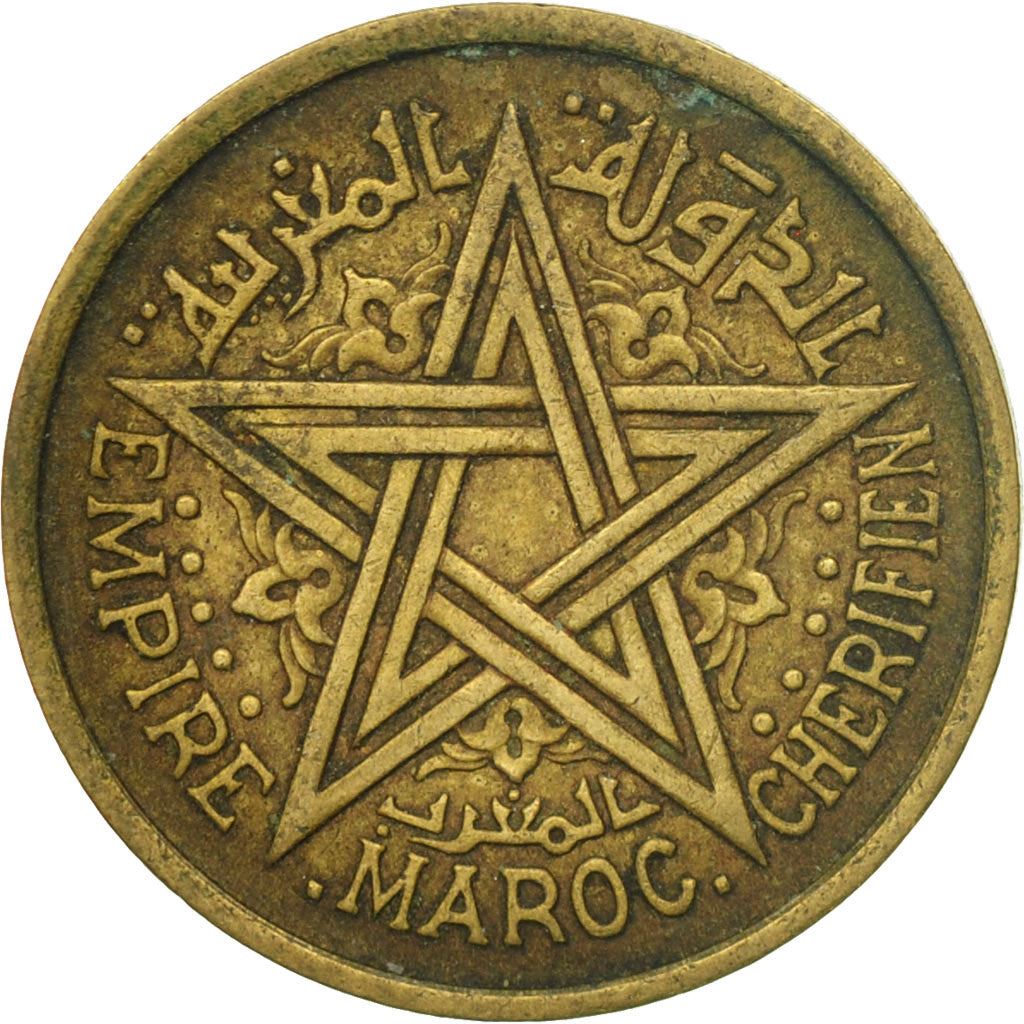 Morocco | 1 Franc Coin | Sharifian Sultanate | Sultan Mohammed V | Pentagram | Y:41 | 1945